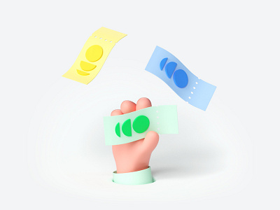 Hand with ticket 3d 3d character c4d cgi character character design cinema 4d hand illustration octane octanerender render ticket toon boom toon hand