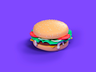 Burger 3d burger c4d cgi cinema 4d illustration modeling octane purple render