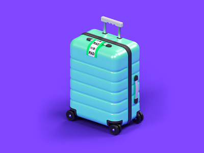 Suitcase 3d airport c4d cgi cinema 4d flight illustration illustration art isometric modeling octane purple render travel