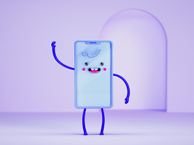 Smartphone character 3d blue c4d cgi character cinema 4d door guy illustration render smartphone
