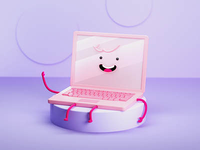 Laptop character 3d c4d cgi character character design cinema 4d design friend guy illustration laptop pink purple render