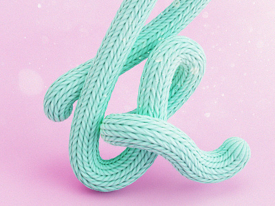 Knit 36daysoftype c4d cgi cinema4d k knit lettering pastel render type typography wool