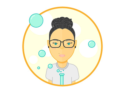 My World 2d avatar bubble character chemist friend girl illustration illustrator vectorial