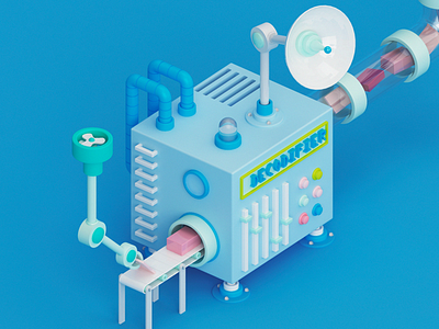 Factory 3d illustration blue c4d cinema 4d factory illustration isometric machine render sound vray