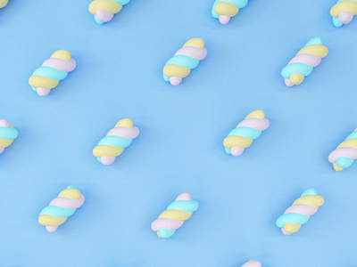 Marshmallows wallpaper 3d blue c4d candy cgi cinema4d illustration isometric marshmallow octane pastel colors pattern render