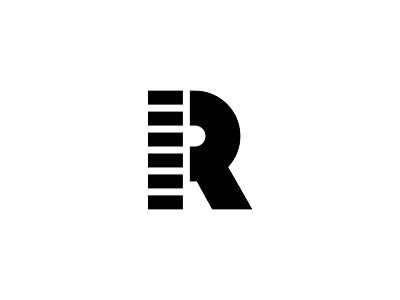 Geometric Letter R Horizontal Lines and black bold branding design geometric icon letter line lines logo r strong vector white