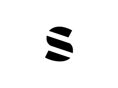 Letter S Minimalistic Three Lines and black bold design diagonal geometric icon letter lines logo stripe stripes three white