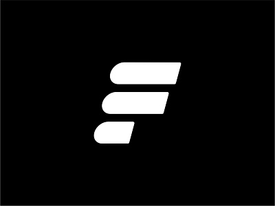 Modern Letter F 3 black bold cut design geometric horizontal icon lines logo monogram stipes strong three