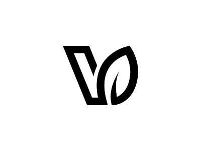 V + Leaf Logo Design black bold design emblem icon illustration leaf leafs letter logo monogram natural typography v vector vegan