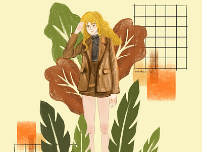 fall girl graphic design illustration