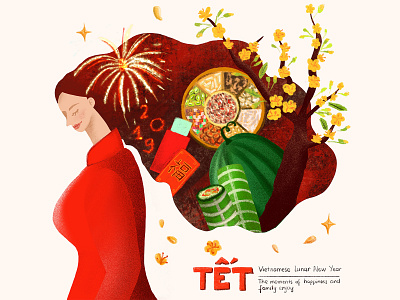 Tet - Lunar New Year digital art drawing flat illustration graphic design illustration lunar new year procreate