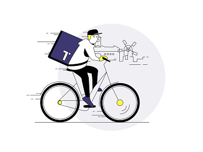 Delivery Heroes bikes delivery delivery bike design dutch e bike edvertising fastfood food guy illustration illustrator meal pizza road sketch speed visual windmill