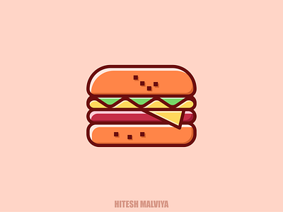 Burger Illustration adobe ilustrator adobe photoshop burger colorful art food and drink illustration minimal vector