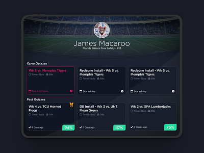 Sports Quiz iPad App app dark ui design sports ui ux