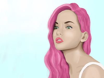 Pink lady beauty design digital digital art digital illustration digital painting digitalart drawing girl graphic design green eyes illustration illustrator lady model photoshop pink pink hair wacom woman