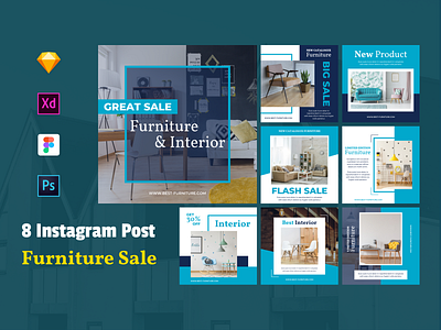 Furniture Instagram Banner Template architecture banner construction contractor discount facebook furniture home house instagram instagram stories interior post promo sales story