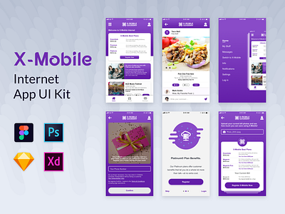 X-Mobile Internet App android app broadband browser cable tv cellular data figma home hotspot internet internet provider ios mobile phone provider psd sketch wifi xd