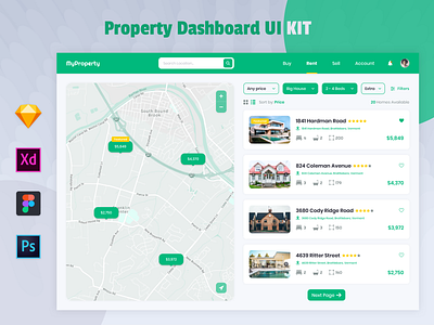 Property Dashboard UI Kit apartment architect architecture building dashboard exterior figma home house interior property property dashboard psd real estate room sketch ui uiux ux xd