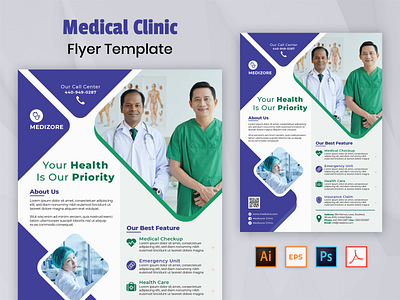 Medical Flyer Template ai clinic clinic flyer covid flyer disease doctor doctor flyer flyer health health flyer hospital hospital flyer medical medical flyer patient psd
