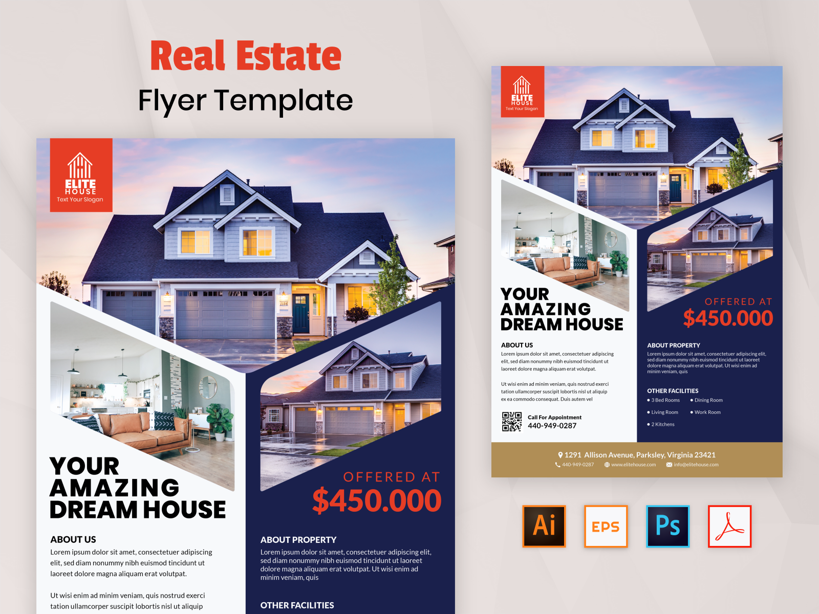 real estate flyer design post card