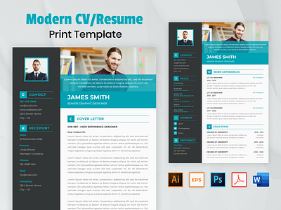 Modern Resume CV Template ai company cv template designer designer cv designer resume employee eps hire job pdf psd psd template resume resume cv resume template startup word