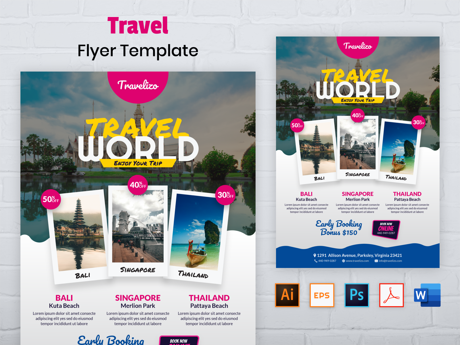 Travel Flyer Template by Hasanul Fauzie on Dribbble With Island Brochure Template