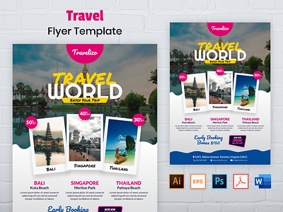 Travel Flyer Template ai beach brochure diving eps flyer flyer template forest holiday island lake mountain nature pdf psd tour travel travel flyer trip vacation flyer