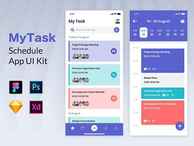 MyTask Schedule App UI Kit app dashboard figma list app management management app psd schedule schedule app sketch task task app task list uiux xd