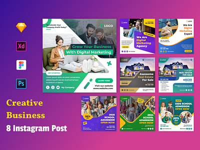 Creative Business Social Media Post Template banner facebook figma house banner instagram banner instagram post marketing banner post post banner psd sale school admission sketch social media xd