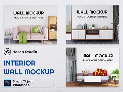 Interior Living Room Wall Mockup Collection 3d render ads branding mockup photoshop promotion psd realistic wall mockup wallpaper wallpaper mockup