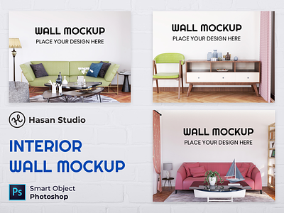 Interior Living Room Wall Mockup Collection 3d render ads branding mockup photoshop promotion psd realistic wall mockup wallpaper wallpaper mockup