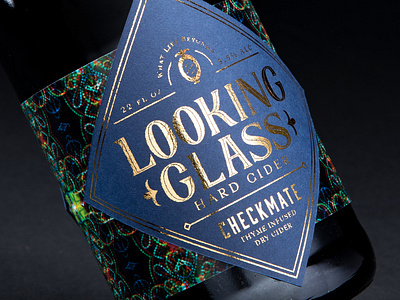Looking Glass Cider alcohol bottle bottle design cider drink label gatsby gold foil hand lettering packaging pattern print typography