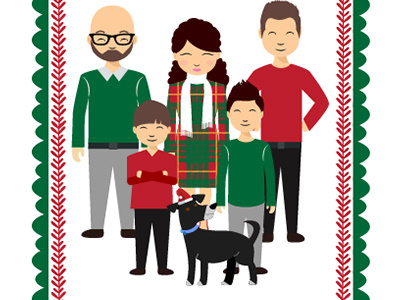 Happy Family Illustration for Christmas Card holiday fun vectors graphic design digital design art illustration christmas