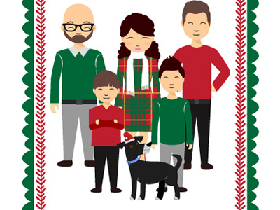 Happy Family Illustration for Christmas Card
