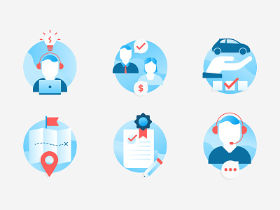 Icon Set for a Auto Financing Website auto automotive blue icons vehicles