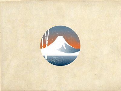 Mount Fuji aizuri e art badge branding design fuji illustration japan logo vector