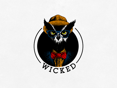 Wicked art badge black branding character concept design illustration logo owl vector