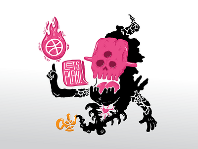 First Shot - Ghost Dribbbler black dribbble genie ghost illustration illustrator invite lamp pink