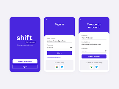 DailyUI #001 - Sign up screen create account dailyui login purple registration signup ui