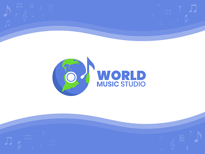 World Music Studio aquatic branding design earth globe illustration logo vector world