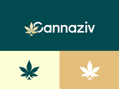 Cannaziv brand brand identity cannabis flat green logo logo design minimal vector weed