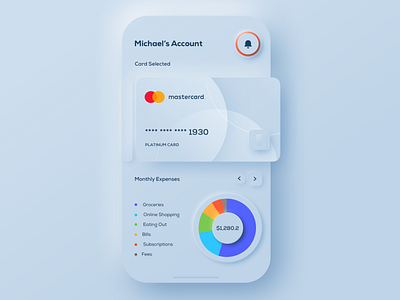 Conceptual Dashboard Screen bank concept dashboard data flat mobile skeumorphism skeuomorph visual