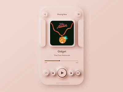 Rose Gold Music Player app flat neomorphism pastel rose gold skeumorphism skeuomorph soft soft ui ui ux