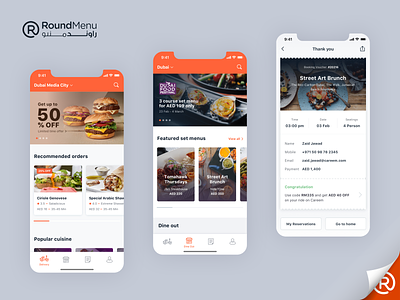 RoundMenu - Order Online, Dine Out and Booking booking dine order management orders set menu