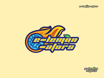 e-lemon-ator ball blue design fire leaf lemon lemon leaf logo orange sports throwball