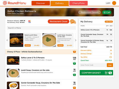 RoundMenu - Delivery Menu delivery online food delivery menu order online