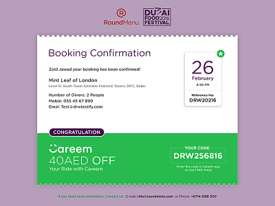 Booking Confirmation Screen