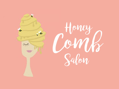 The HoneyComb Hair Salon 2d art brand branding business cartoon cute flat girl hair illustration pink