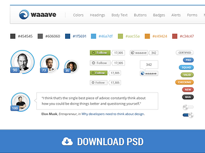 Waaave Bootstrap bootstrap branding buttons design download forms freebie graphic identity photoshop psd ui
