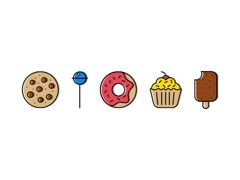 Offset sweets cookie cupcake donut ice cream icon icons lollipop offset sweets